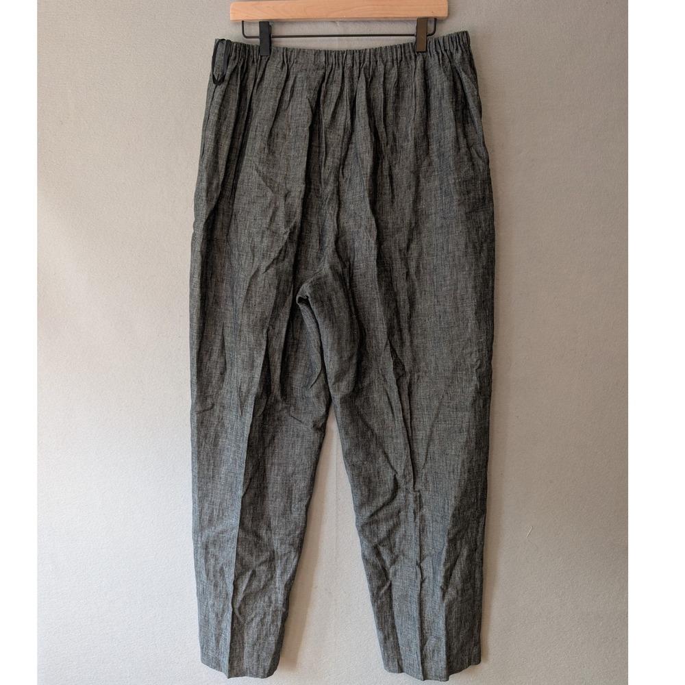 Vtg Valerie Stevens 100% Linen Pants Heather Grey Drawstring Women XL Hong Kong - Picture 2 of 10